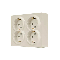 Розетка 4- местная с заземлением Lezard Leto, белый