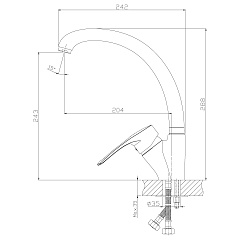 Смеситель для кухни, излив высокий, картридж 40 мм ROSSINKA T40-23
