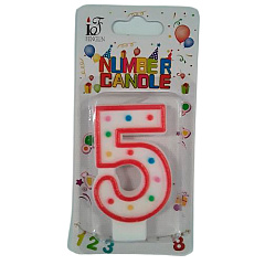 Свеча для торта, 6,5 см, цифра 5