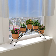 Подставка для цветов Арка 5, 69х15,5х25,5 см, черная