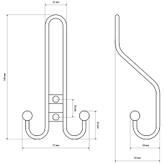 Крючок-вешалка трехрожковый StahlBuro 208 A CP, хром