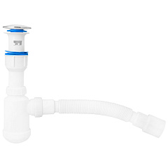 Сифон для умывальника MasterProf, пластиковый выпуск с системой клик-клак, с гибкой трубой, 40х40/50, 1 1/4"х40