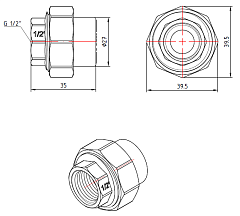 Соединитель PP-R разъемный с переходом на внутреннюю резьбу, Valtec VTp.762.02004, 20х1/2"