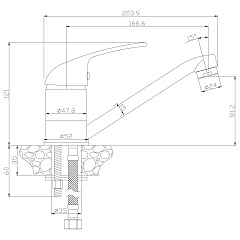 Смеситель для кухни, поворотный излив, картридж 40 мм ROSSINKA Y40-22