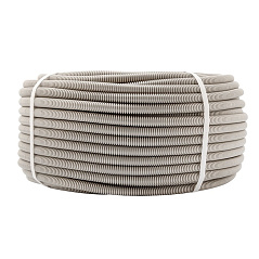 Труба ПВХ гофрированная Rexant, с зондом, легкая, серый, d 20 мм, бухта 100 м