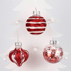 Набор шаров в тубе пластиковые, D8 см, 9 шт, красный