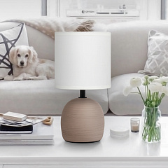 Настольная лампа Rivoli, Sheron, 7044-503 1, керамика, коричневая с абажуром, Е14, 40 ВТ