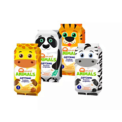 Влажные салфетки Smart Animals детские с ромашкой и витамином Е mix, 8 пачек по 8 шт