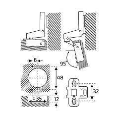 Петля мебельная внутренняя с доводчиком StahlBuro 1111 Clip-On, 2 шт, хром
