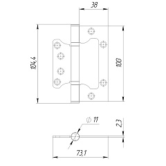 Петля Ajax (Аякс) универсальная без врезки IN4000W GR (100/P-2B 100x2,3 мм) графит