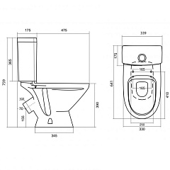 Унитаз-компакт Santek Лига, косой выпуск, 2 режима, сиденье полипропилен