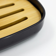 Пластиковая мыльница, черная с бамбуком