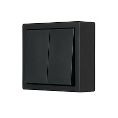 Выключатель 2- клавишный  Lezard Leto, черный