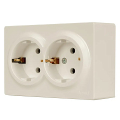 Розетка 2- местная с заземлением Lezard Leto, белый