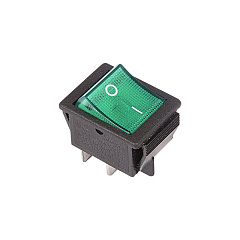 Выключатель клавишный 250V (4с), с подсветкой (RWB-502, SC-767, IRS-201-1) REXANT зеленый 36-2332-1