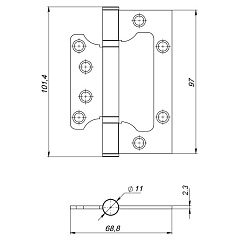 Петля Ajax (Аякс) универсальная без врезки IN4000W BL (100/P-2B 100x2,3 мм) черный