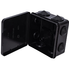 Коробка распаячная для открытой проводки Тусо RUVinil (IP54) 67045Ч, черная, 100х100х50 мм