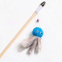 Дразнилка-удочка "Осьминожка с норкой", на деревянной палочке, цвет в ассортименте
