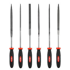 Набор надфилей P.I.T. HSET03-0006 (6 шт, №3, 200/100 мм, перекрестная насечка, двухкомпонентная рукоятка)