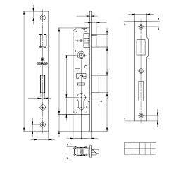 Корпус узкопрофильного замка с защелкой Fuaro PROF153-30/85 (153-30/85) CP, хром