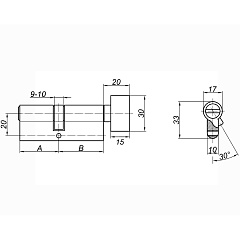 Цилиндровый механизм Palladium, ZN 100 C ВК SN, 50х50 мм, матовый никель