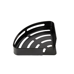 Полка для ванной угловая с крючками Fora Axe, 220х220х50 мм, металл, черная (FOR-AXE035BL)