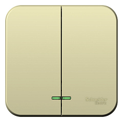 Выключатель Schneider Electric, Blanca, 2 клавишный, открытой установки, с подсветкой, бежевый