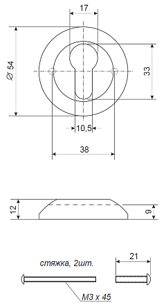 Накладка цилиндровая Apecs DP-C-0802-AB бронза