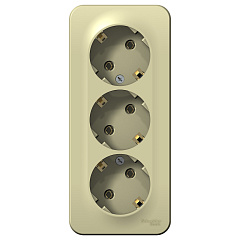 Розетка Schneider Electric, Blanca, 3 местная, с заземлением, открытой установки, бежевый, 16А 250В