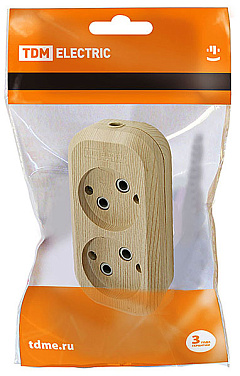 Колодка TDM 2 гнезда, без заземления "сосна"