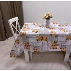 Клеенка Mirror, ПВХ, на нетканной основе, 140 см, Кофе и круаcсан