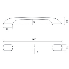 Ручка-скоба мебельная Palladium, Assistente, 128 мм, Matte Black, черный