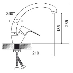 Смеситель для кухни Gota Rocio Granada одноручный высокий с поворотным изливом, песочный (арт. 282454-GOTA)