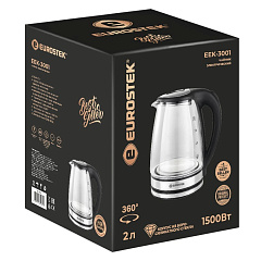 Электрический чайник Eurostek, LED-подсветка, 1500 Вт, 2 л