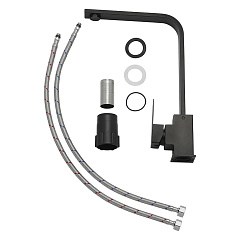 Смеситель для кухни Aqueduc 345324, одноручковый, высокий излив, нержавеющая сталь, черный