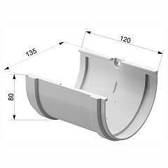 Соединитель желоба Docke STANDARD (Standart) пластиковый 120 мм, белый RAL 9003