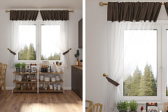 Комплект портьер "Софт-Вуаль", с подхватами, трюфель, 135х160 см