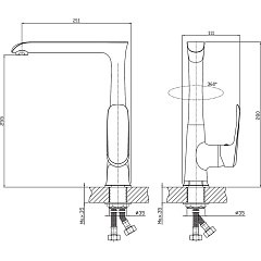 Смеситель для кухни Rush Gozo однорычажный высокий с поворотным изливом, хром (арт. GZ3735-23)