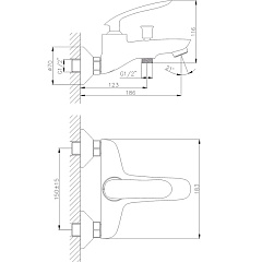 Смеситель для ванны и душа Rush Island IS6535-44 с коротким изливом, хром, однорычажный