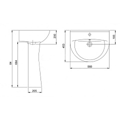 Умывальник Santeri ВИКТОРИЯ белый 46х56х20, 418918