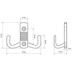 Крючок-вешалка двухрожковый StahlBuro 212 B CP, хром