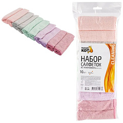 Набор салфеток из микрофибры Рыжий кот, 25х25 см, 10 шт
