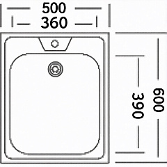 Мойка накладная Владикс нержавеющая сталь, 500x600 мм, 0,6 мм, без сифона, 1 1/2"