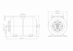 Гидроаккумулятор горизонтальный 24 л с комби фланцем (латунь/пластик) Джилекс 7027