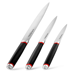 Набор из 3 ножей Vensal, с разделочной доской solide rouge, нержавеющая сталь, пластик