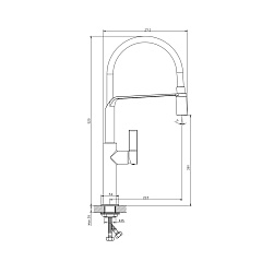 Смеситель для кухни Rush Gozo одноручный с гибким изливом, хром/черный (арт. MS9035-35Black)