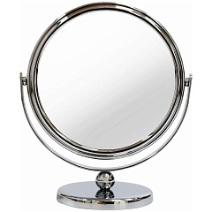 Зеркало косметическое, двустороннее (Х5), на ножке, хром, d 12,5 см
