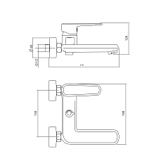 Смеситель для ванны и душа Rush Devon DE7535-44 с коротким изливом, хром, однорычажный