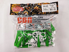 Зажим DECOR "Панда" 1 мм, 40 шт+Клин 40 шт