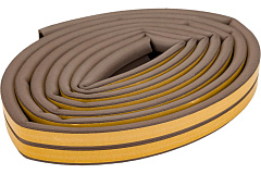 Самоклеящийся уплотнитель для дверей и окон ТДВ, D профиль, коричневый, 12х10 мм, 6 м